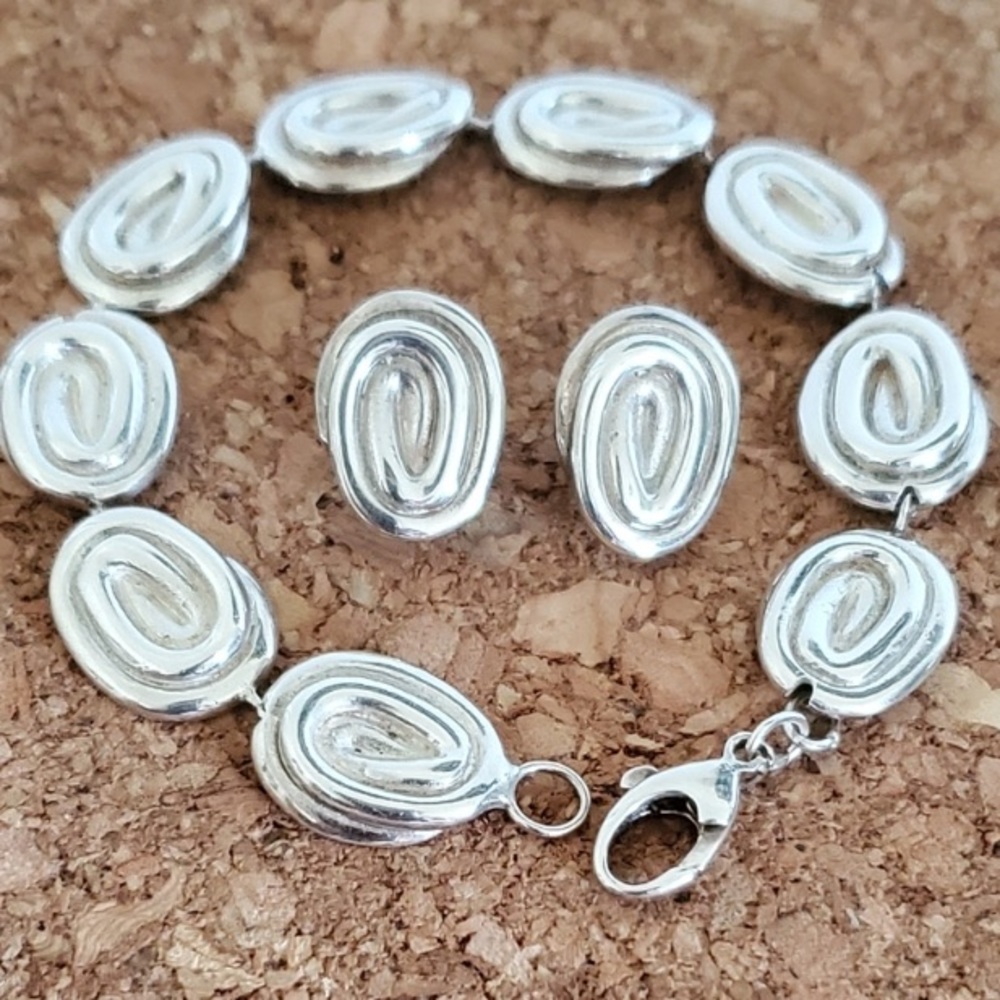 Bill Schiffer Vintage Sterling Silver Modern Bracelet & Earrings